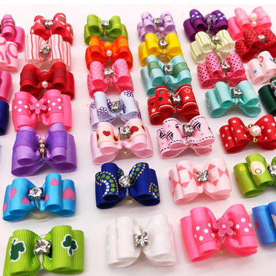 Hair-Bows Grooming-Accessories Pet-Products Puppy Dog Rhinestone Small 100pcs Cat