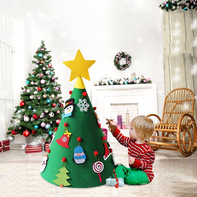 Christmas-Decorations Tree-Ornament Felt Natal New-Year Navidad Home DIY 3D LED for Kids