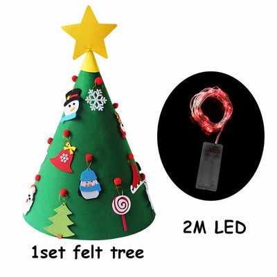 Christmas-Decorations Tree-Ornament Felt Natal New-Year Navidad Home DIY 3D LED for Kids