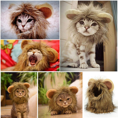 Funny Costumes Hair-Wig-Cap Lion Mane Pet-Halloween Cats Small Christmas for Dogs