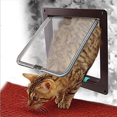 Pet-Cat-Door Animal Small Lockable-Security Cat 4-Way for Kitten Wall-Mount