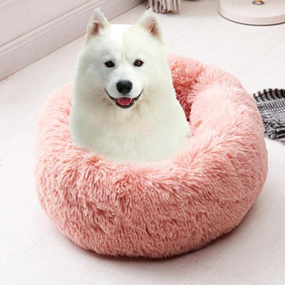 Round Dog Bed Washable long plush Dog Kennel Cat House Super Soft Cotton Mats Sofa