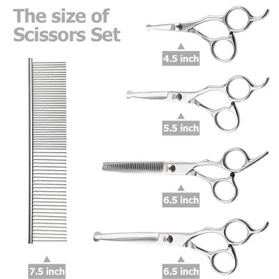 Scissor Hair Cutting Grooming Animal Thinning Shears-Tools Round 5pcs Cat Pet-Dog Stainless-Steel