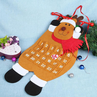 Christmas Advent Calendar Santa Claus Snowman Elk with Cloth Hooks Xmas New Year