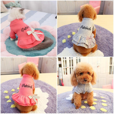 Coat Dress Poodle-Clothes Puppy Winter Small-Pet Autumn For Dogs with Letter Bowknot