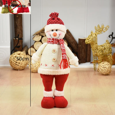 Christmas Dolls Ornament Snowman-Elk-Toys Xmas-Figurines Retractable Santa-Claus