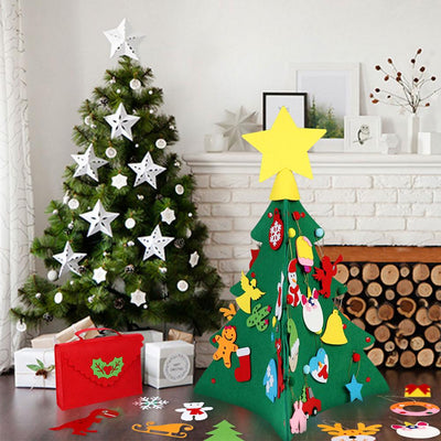 OurWarm 3D DIY Felt Christmas Tree with Ornaments Kids New Year Toys Artificial Tree Xmas Gifts