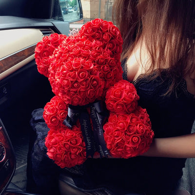 Artificial-Soap Garland Flower Christmas-Gift Friend Bear-Rose Love Girl 40cm Teddi Red