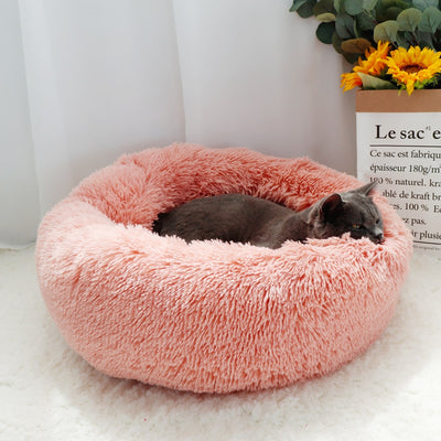 Round Plush Cat Bed Pet House Mat Soft Cat Cushion Mat Small Beds
