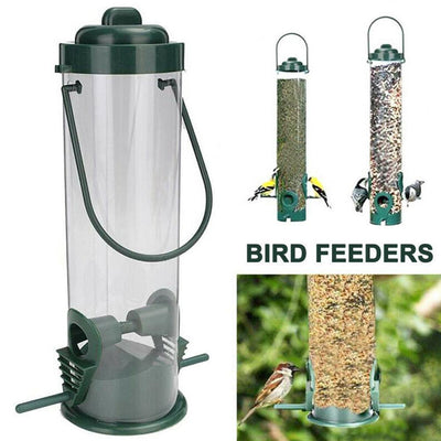 Pet-Bird-Feeder Bucket Outdoor Plastic-Accessories Hanging Green Barrel Ink