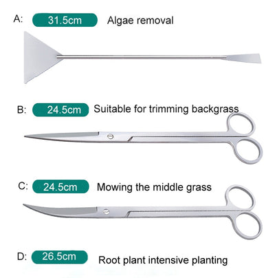 Tweezers Scissors Set-Plants Aquarium-Tools Fish-Tank-Accessories Stainless-Steel Cleaning