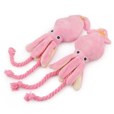 Cute Squid Dog Toy Octopus Cute BB Plush Pet Puppy Rope Toys Pink Chew Squeak Toys
