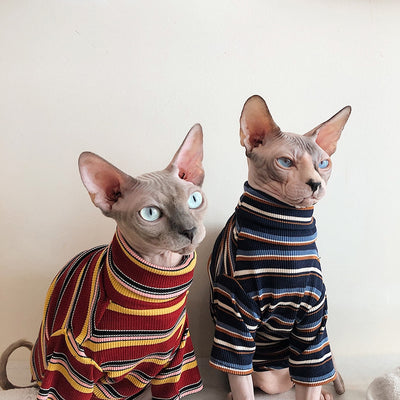 Sweater Hairless Sphinx Knitted Striped for Clothing Warm Cat-Supplier