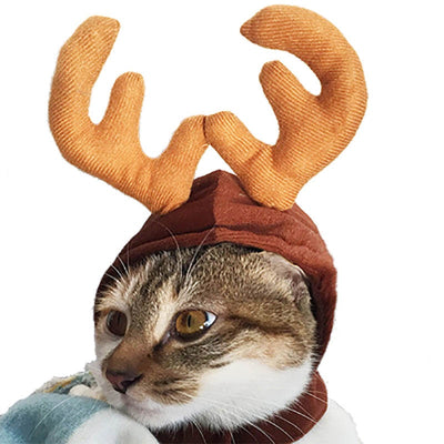 Pet Dog Cat Scarf Cap Cloak Headband Set Gifts Christmas Party Winter Clothes
