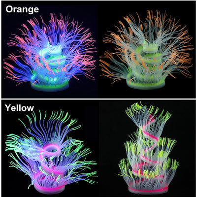 Glowing-In-Light Ornament Anemone-Decoration Artificial-Fish-Tank Silicone Aquarium Coral