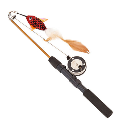 Pet-Toy-Rods Fishing-Rod Cat-Stick Telescopic-Feathers Funny Playing-Toy Simulation Fish-Shape