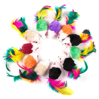 Cat toys False Mouse Pet Cat Toys Mini Funny Playing Toys Colorful Feather