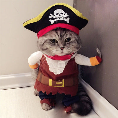 Cat Pirate Costume Funny Dog Clothes Suit Corsair Dressing up Party Apparel