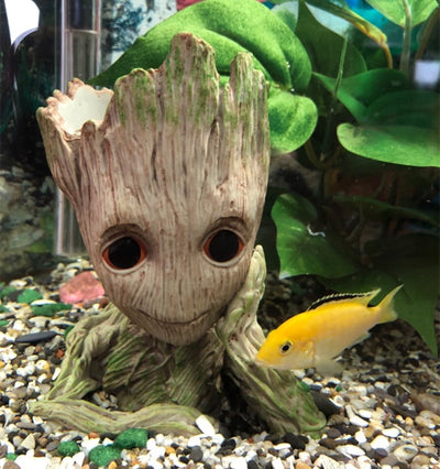 Aquarium-Ornament Flower-Pot Bonsai Cave-Stone-Decoration Fish-Tank Plant Garden Resin