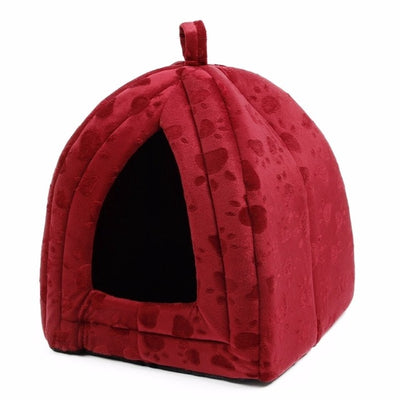 Pet-Beds Cat-House Paw-Stripe Black And Red with White Purple 5-Colors Beige Khaki