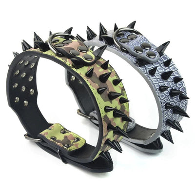 Dog-Collar Studded Spikes Pitbull Large Dog Sharp Mastiff Big with Black for 2--Width