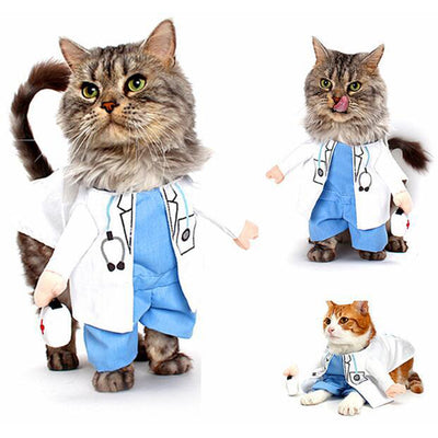 Funny Doctor Cat Nurse Suit Pet Halloween Christmas Clothing Uniform