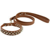 PU Leather Pet Dog Collars Round Spikes Studded Dog Puppy Collar and Leash Set