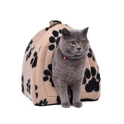 Pet-Beds Cat-House Paw-Stripe Black And Red with White Purple 5-Colors Beige Khaki