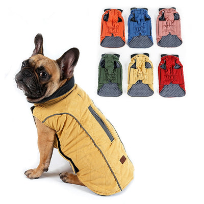 Vest QUILTED Pet-Jacket Dog-Coat Water-Repellent Winter Dog Big-Dogs Retro High-Quality