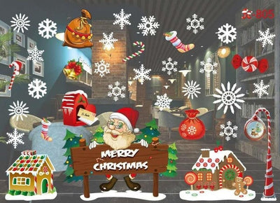 Window-Stickers Christmas-Decoration Printing Enfeites-De-Natal Snowflakes/snowman Ner-Year