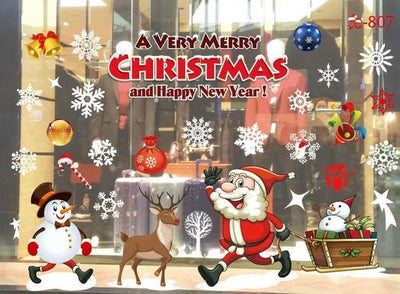Window-Stickers Christmas-Decoration Printing Enfeites-De-Natal Snowflakes/snowman Ner-Year
