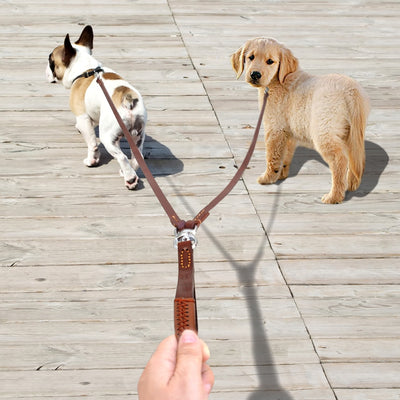 Coupler Dog-Leash Double-Two Leads Handle Training Dogs Small Walking Medium