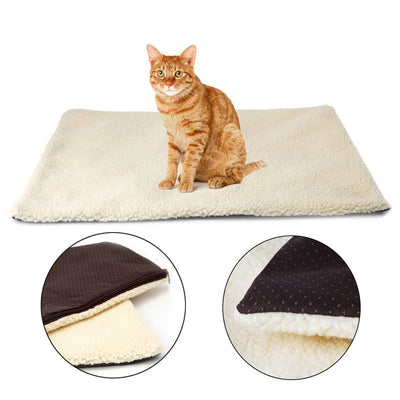 Super Soft Self Heating Cat Dog Bed Cushion Pet Thermal Warm Fleece Rug Mattress