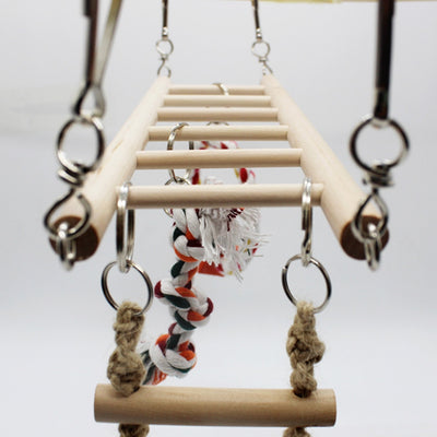 Petforu Bird Solid Wood Climbing Ladder Swing Chew Toy