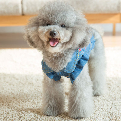 Pet-Dogs-Clothes Jacket Outfit Puppy-Jeans Dog Coats Embroidery Cherry Cowboy Spring