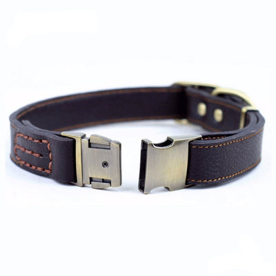 Pet-Dog-Collars Top-Quality Genuine-Leather Dogs Adjustable Large Medium for Heavy-Duty