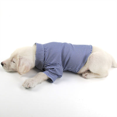HOT Spring and Summer Pet Clothes New Puff Sleeve Suits Stripes Structured Dog Clothes