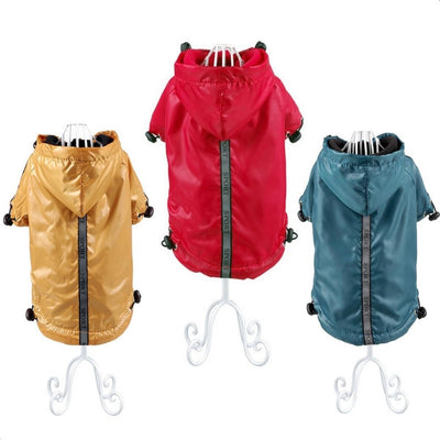Raincoat Fleece-Liner Pets Jacket Pet-Clothing for Cat Dog Reflective Warm Hood Drawstring