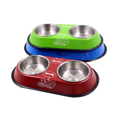 Dog-Bowl Puppy Travel-Feeding-Feeder Water-Dish Stainless-Steel for Pet-Dog Dou4-Sizes