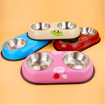 Dog-Bowl Puppy Travel-Feeding-Feeder Water-Dish Stainless-Steel for Pet-Dog Dou4-Sizes