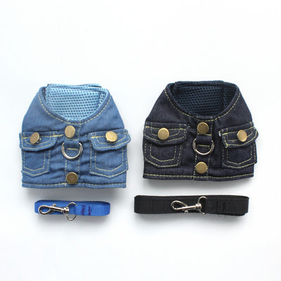 Vest Small Dog Halter Harness Lead Denim Chest Strap For Dogs Pet Puppy Supplies