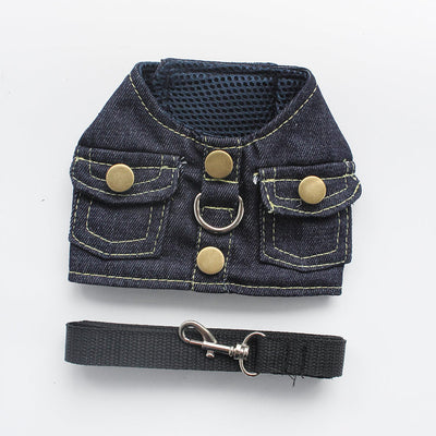 Vest Small Dog Halter Harness Lead Denim Chest Strap For Dogs Pet Puppy Supplies