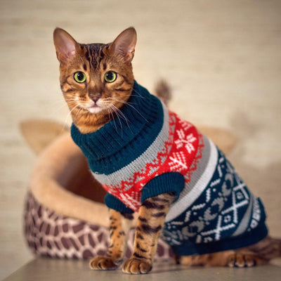 Petalk Snowflower Sweater Knitwear Jumper Coat Cat Christmas