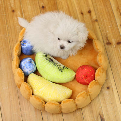 Kennel Dog House Sleep-Mat Nest Pet-Dog Fruit Cute Tart with Toys E2S Bed-Pad