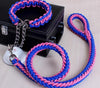 Large Dog Collar-Set Traction-Rope Leashes P-Chain Metal for Big Buckle