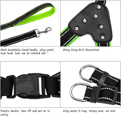 Harnesses Leash-Set Reflective Rhinestone-Dog Safety Small-Dog Nylon Walking Step Padded