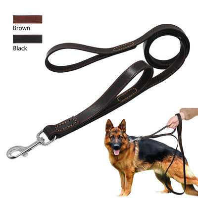 Geniune Leather Pet Dog Leash Rope Pet K9 Training Walking Lead Leashes For Medium Large Dogs