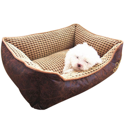 Waterproof Leather Dog Bed Washable PP Cotton Padded Pet Puppy Cushion For Large Dogs