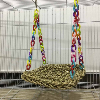 Parrot Swing Pet-Toys Straw-Perch Bird Toy-Supplies Hammock Platform Hanging