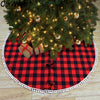 Ourwarm Skirt Christmas-Tree-Skirt Buffalo Plaid Black Red And 122cm for Pom-Pom-Balls
